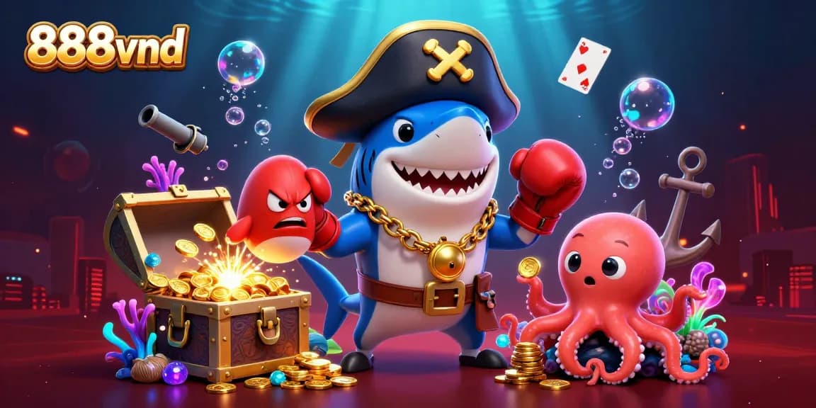 Join the action at 888vnd with pirate-themed characters celebrating a jackpot win in a vibrant casino