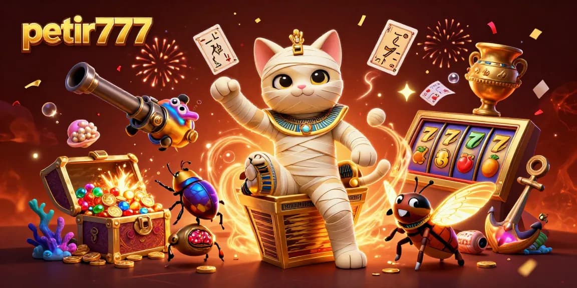 Engage with petir777, where the Egyptian mummy cat and scarab beetle bring thrilling slots to life!