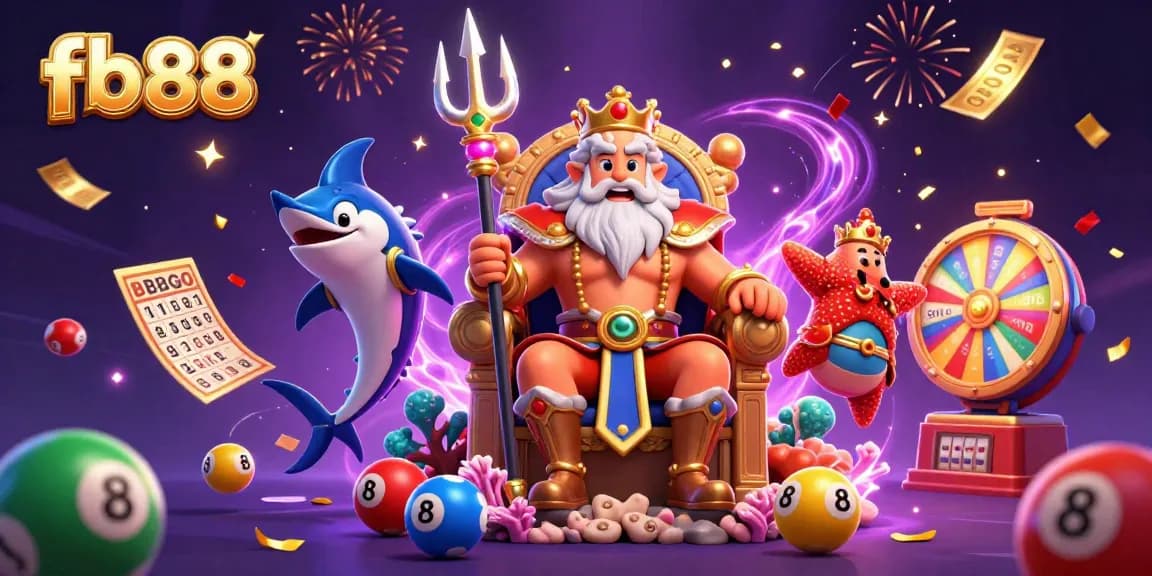 Experience exciting gameplay at fb88 with vibrant lottery balls, prize wheels, and casino elements.
