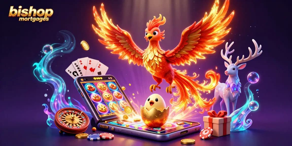 Bishopmortgages powers gameplay with vibrant 3D phoenix and exciting casino elements.