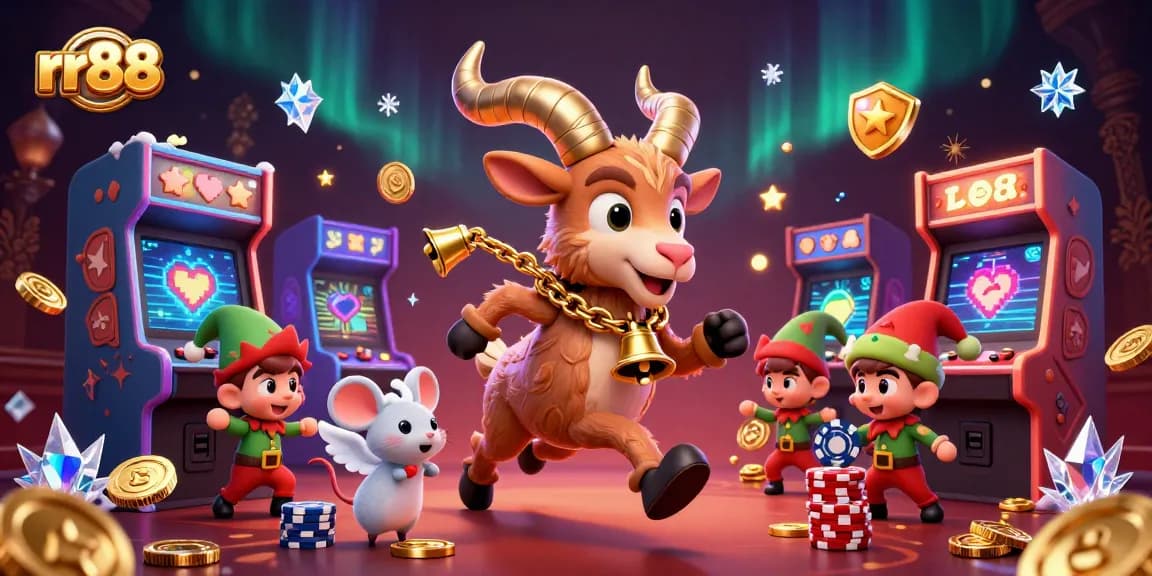 Experience thrilling gaming at rr88 with a lively holiday-horror casino scene featuring cartoonish characters.