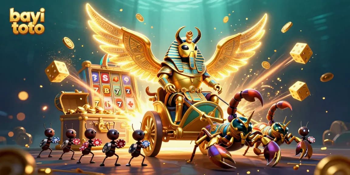 Experience thrilling wins with bayi toto in this vibrant 3D casino scene featuring dynamic elements.