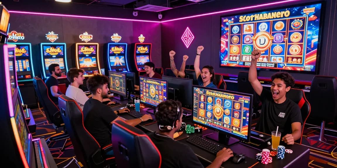Slot Habanero gaming experience with enthusiastic players at a vibrant online casino.