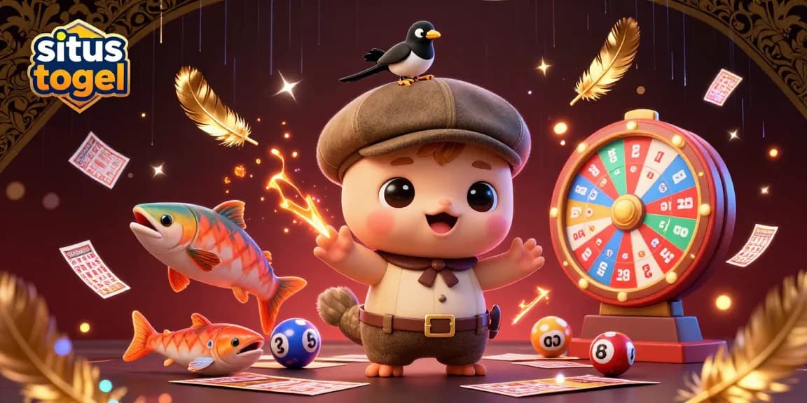 Engage with situs togel through an exciting lottery scene featuring adorable characters and vibrant game elements.