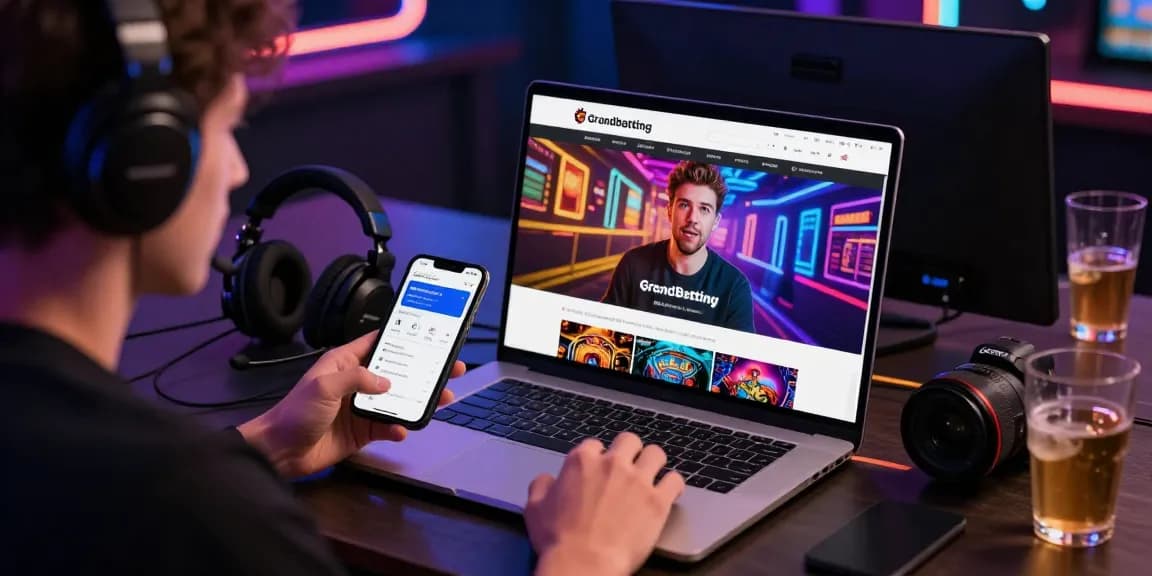 Immersive Grandbetting online betting experience with user engaged in dynamic gaming setup.