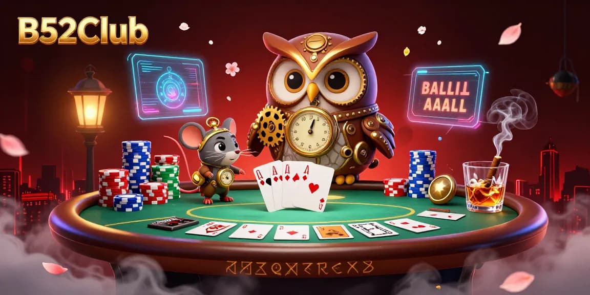 B52Club offers an exciting poker scene with vibrant characters and abundant gameplay elements.
