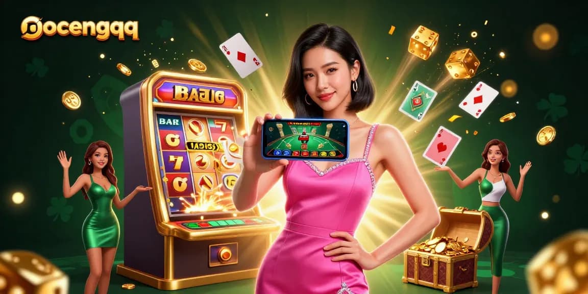 Experience the excitement of gocengqq poker and slots with a vibrant visual representation.
