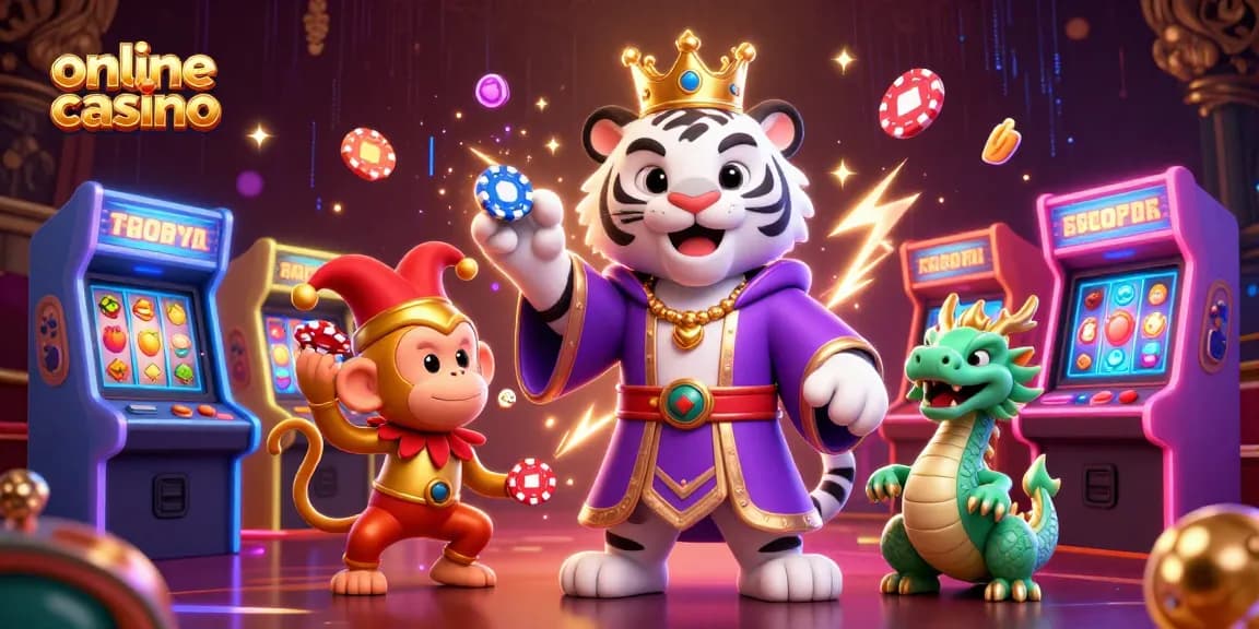 Experience immersive online casino action with vibrant characters in a dynamic 3D scene.