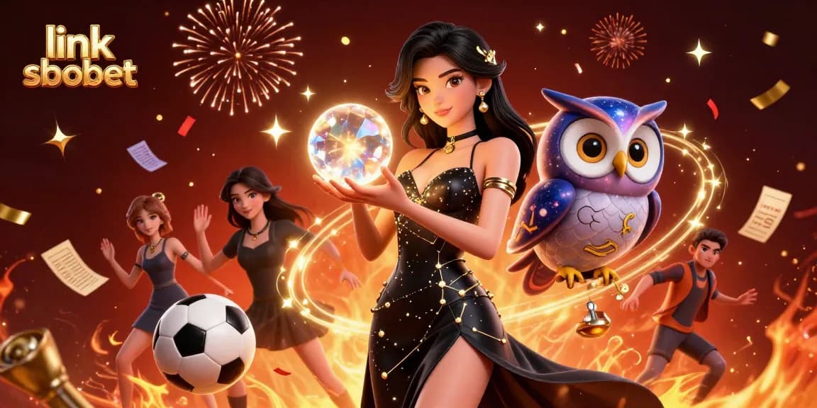 Engage in thrilling sports betting with link sbobet illustrated by a mystical woman and owl in a vibrant setting.