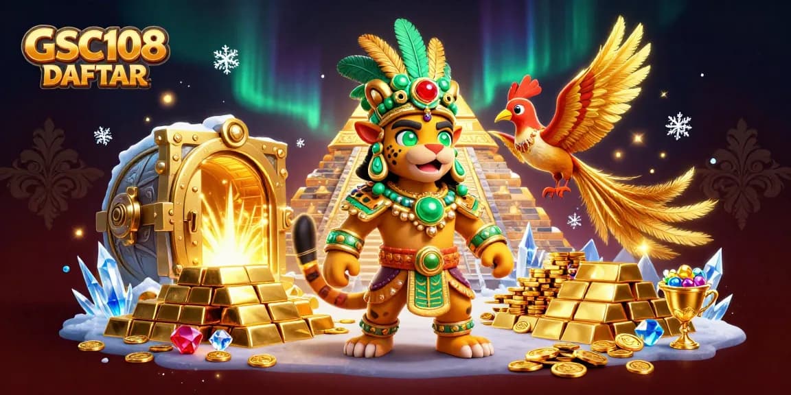 Experience winning opportunities with GSC108 DAFTAR featuring vibrant casino elements and playful characters.