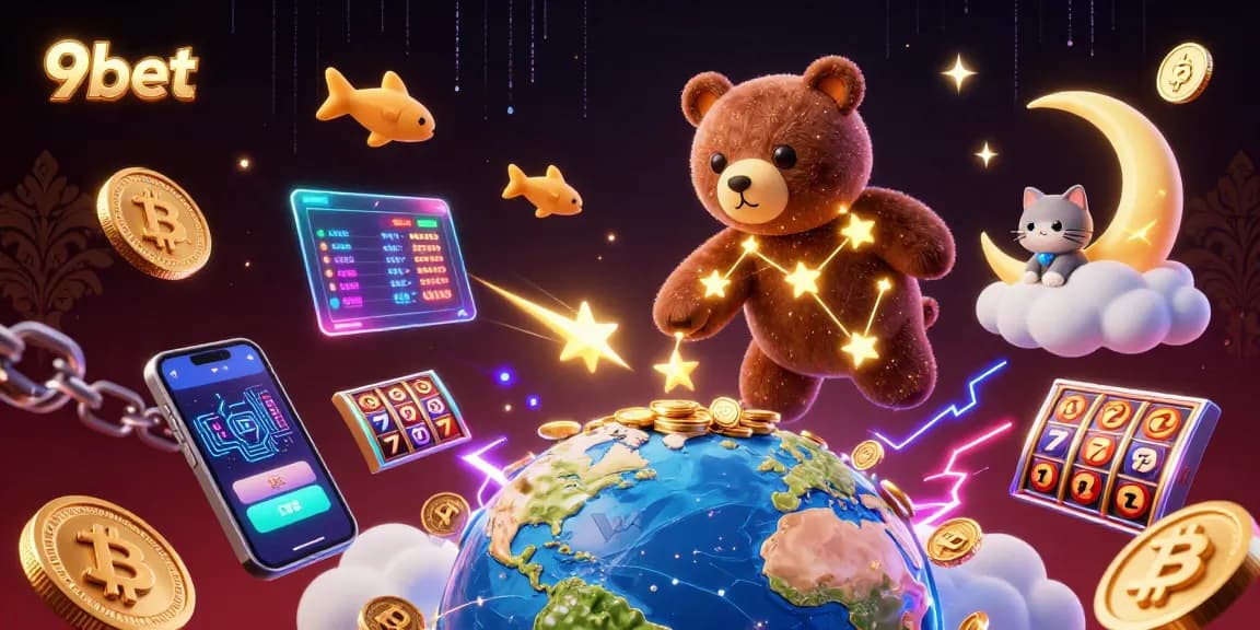 Experience the thrill of winning at 9bet with our vibrant casino-themed illustration.