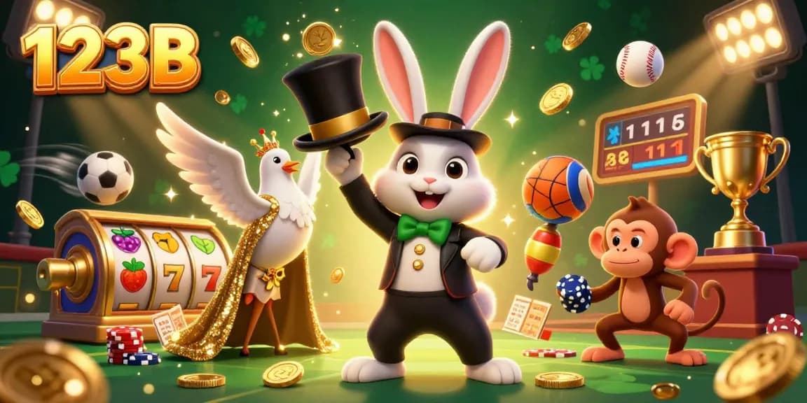 Experience exciting gameplay with 123B as a magician rabbit pulls coins from a hat amidst vibrant casino elements.