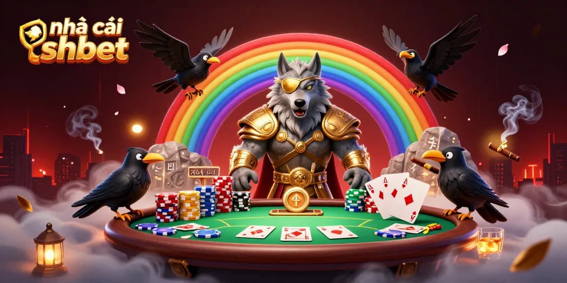 Engage with nhà cái shbet at an interactive gaming table surrounded by vibrant casino elements.