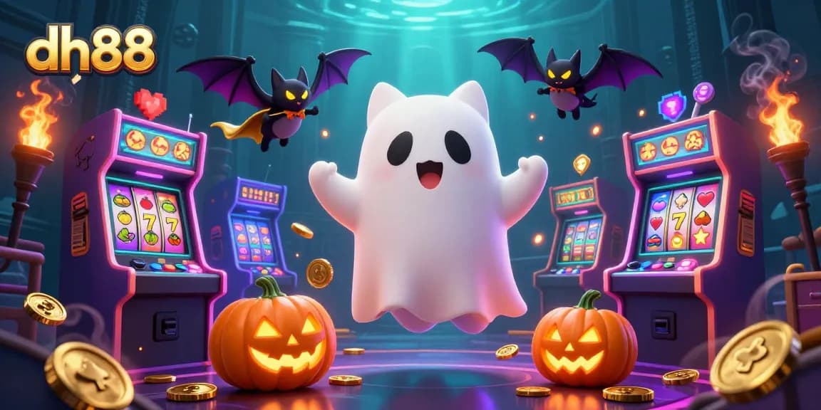 Engage with dh88 for thrilling gameplay as a ghost cat flits through a vibrant casino.