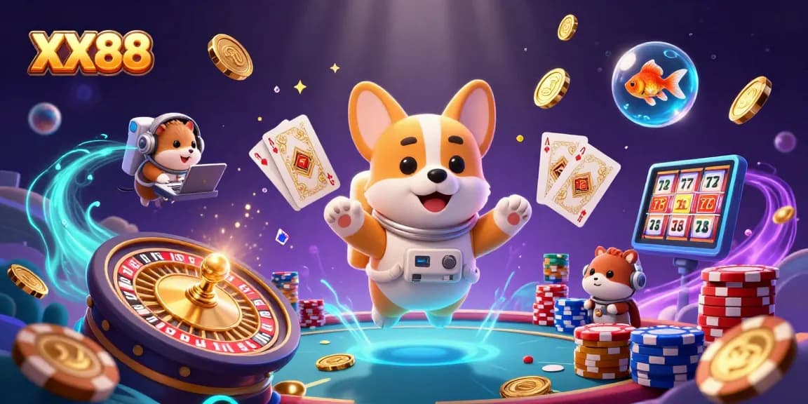 Experience the thrill of XX88 casino games with a vibrant space-themed illustration featuring dynamic gameplay elements.