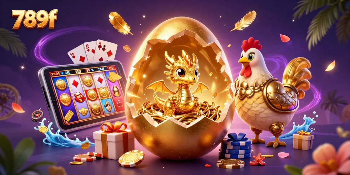 Bet big and win big with 789f, featuring a gold dragon and poker chips in a lively casino scene.