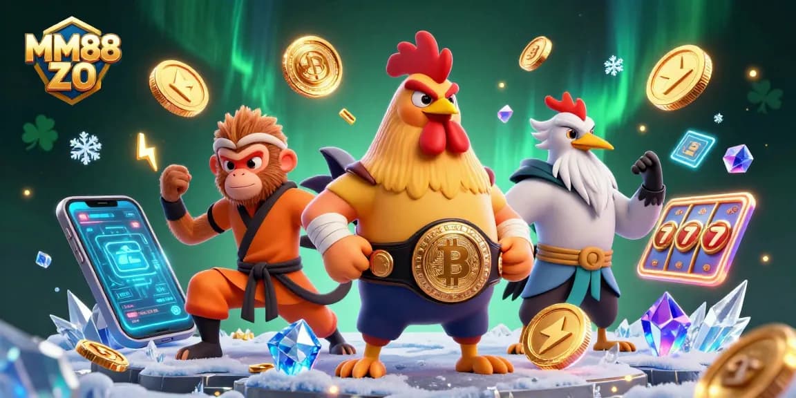 Experience vibrant casino action with MM88 ZO featuring dynamic characters and crypto elements.