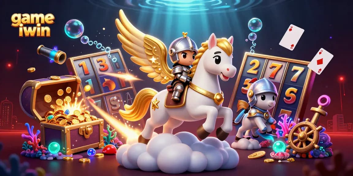 Experience the thrill of game iwin with this vibrant, dynamic 3D casino-themed illustration.