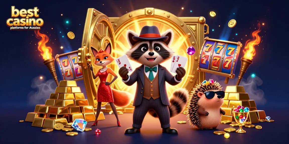 Experience thrilling gaming at the best casino platforms for Aussies, featuring exciting slot reels and dynamic characters.