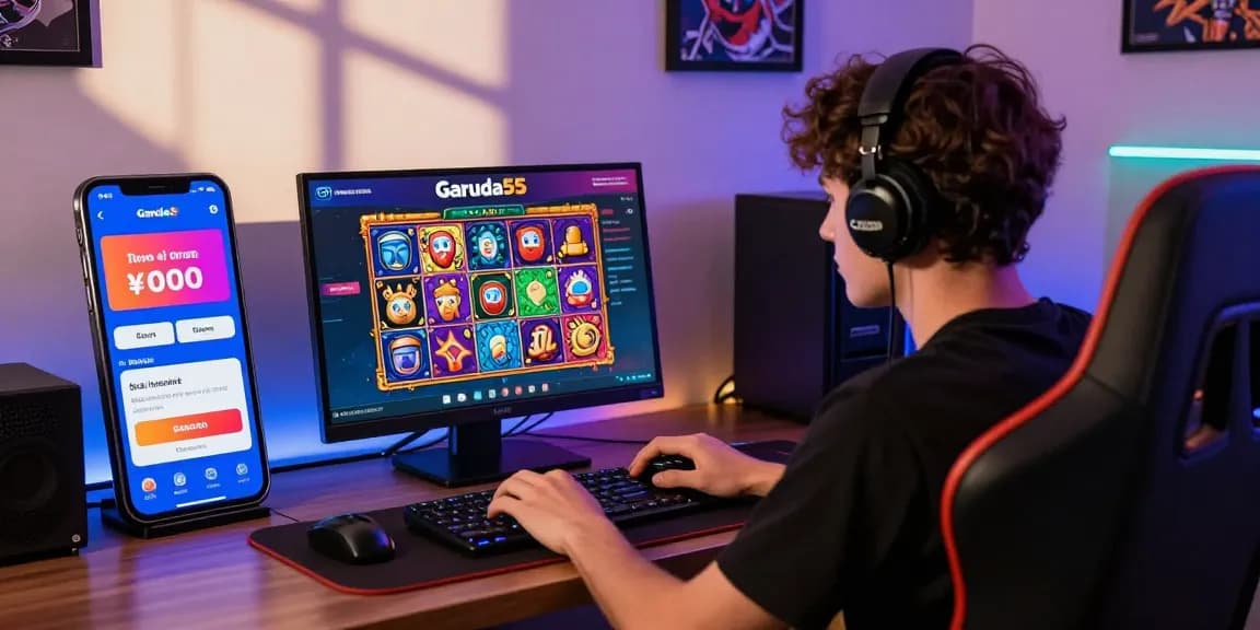 Engaging online gaming scene at https://garuda55.com/ with colorful slot games and dynamic atmosphere.