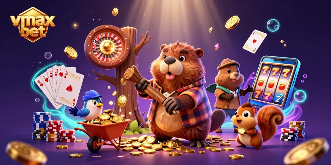 Play at vmax bet with exciting slots and dynamic roulette in an animated casino setting.