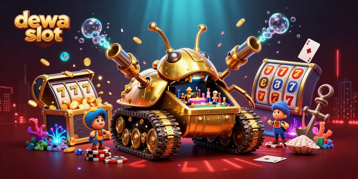 Menangkan dewa slot dengan fitur jackpot dan visual menawan dalam ilustrasi kasino 3D yang kaya detail.