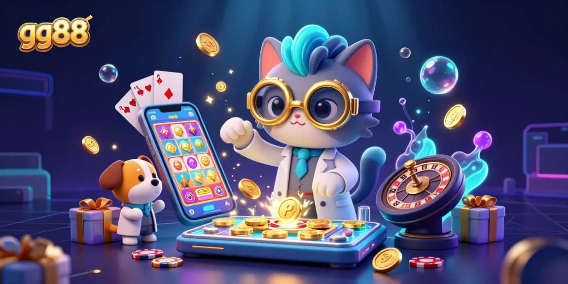 Experience exciting game mechanics with gg88 in this colorful casino-themed scene.