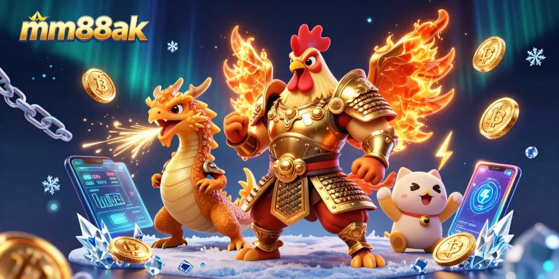 Engage with mm88ak's exciting crypto gaming universe featuring a rooster warrior.
