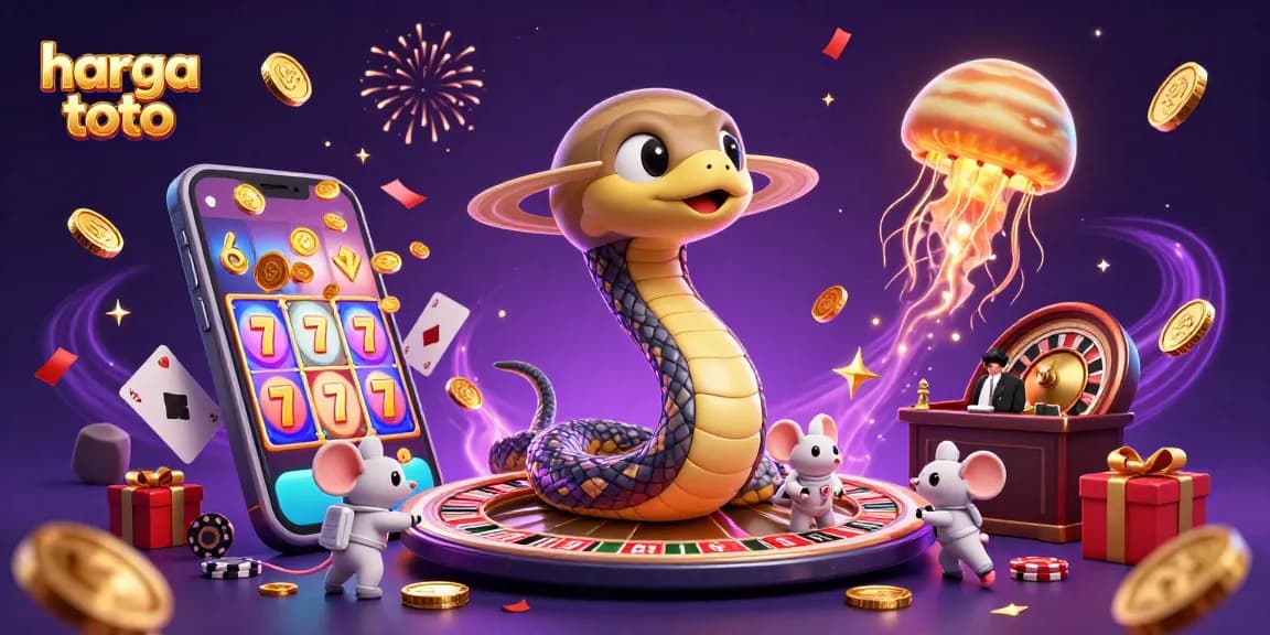 Engage with harga toto as gamblers bet on a cosmic roulette, enhanced by slots and festive elements.