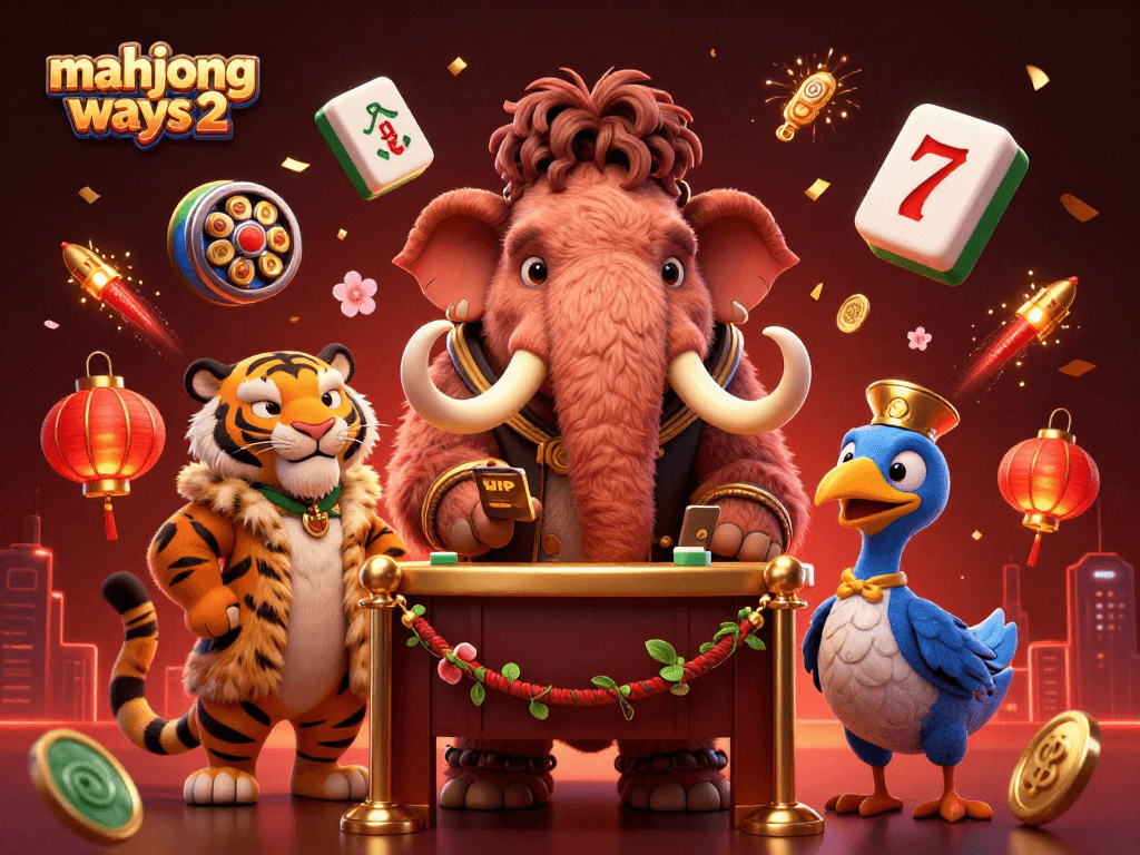 Experience the excitement of mahjong ways 2 with 3D cartoon characters amidst vibrant casino elements.