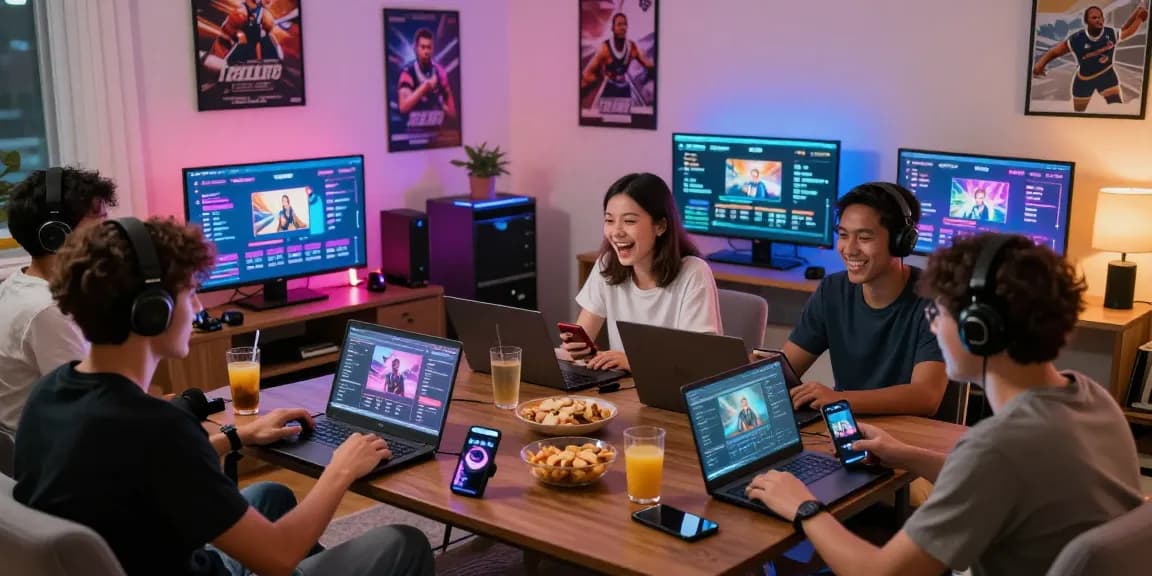Engaged players experiencing the excitement of online gaming at https://78winnh.net/ in a vibrant living room setting.