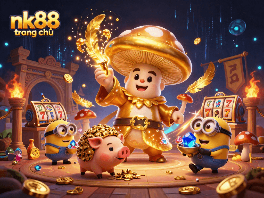 Experience the excitement of nk88 trang chủ with a magical golden wizard and treasure-hunting pig.
