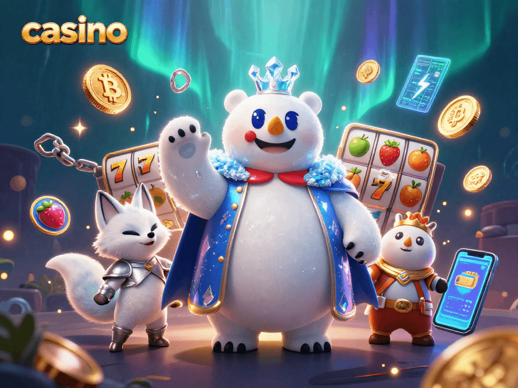 Experience thrilling casino action with vibrant slots and crypto elements during gameplay.