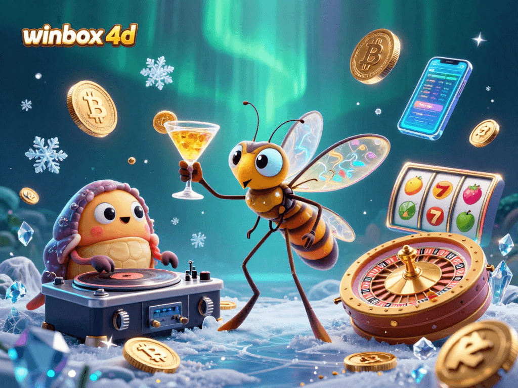 Play and win with winbox 4d in a vibrant 3D casino scene featuring unique romantic elements.