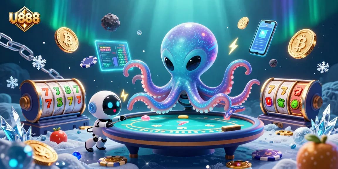 Engage with U888's vibrant online casino experience featuring dynamic poker elements and crypto themes.