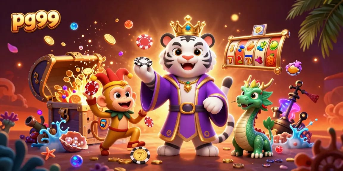 Experience epic wins with pg99's vibrant slot adventure featuring a playful ensemble.