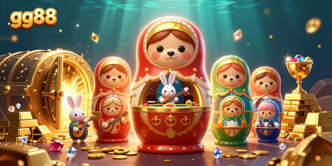 Experience thrilling gaming with gg88, featuring colorful characters and dazzling casino elements.