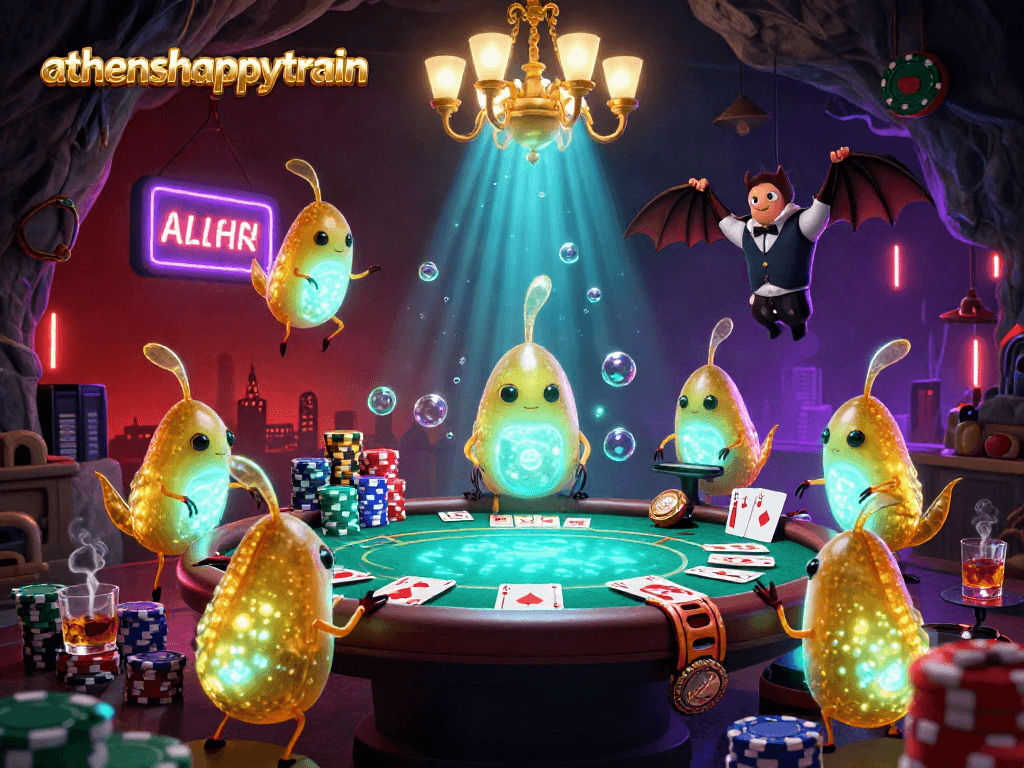 Illuminate your gaming with the athenshappytrain glowworms lighting up an action-packed poker scene.