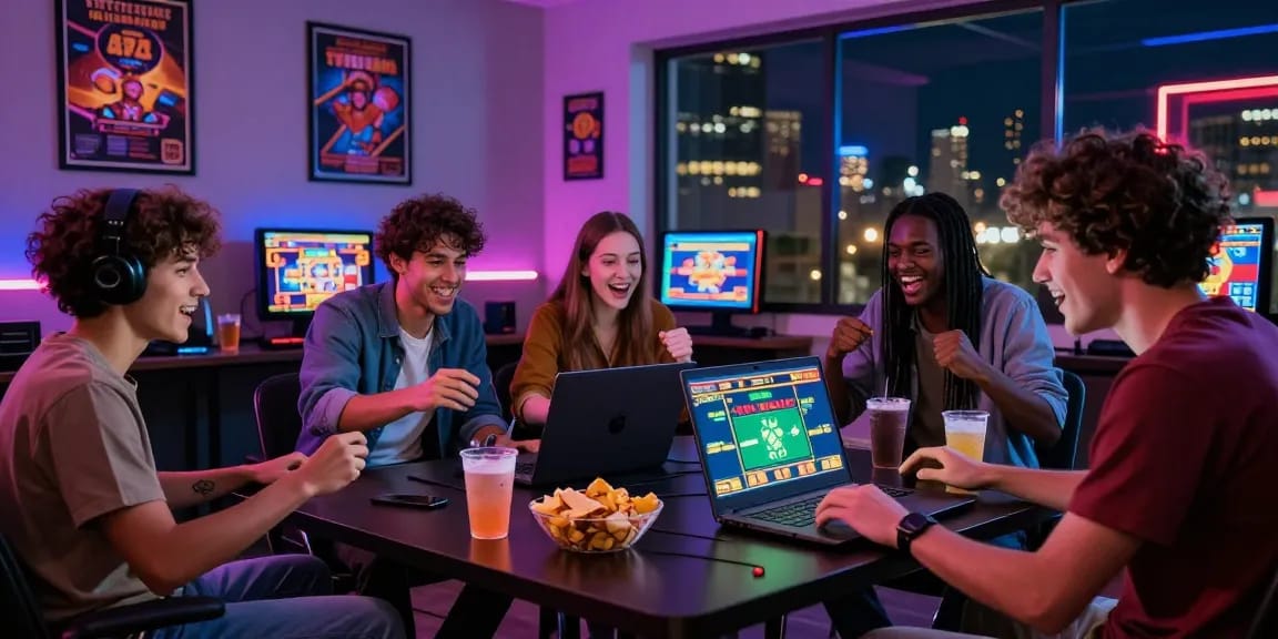 Friends engaged in online bet games, enjoying an exciting gambling session.