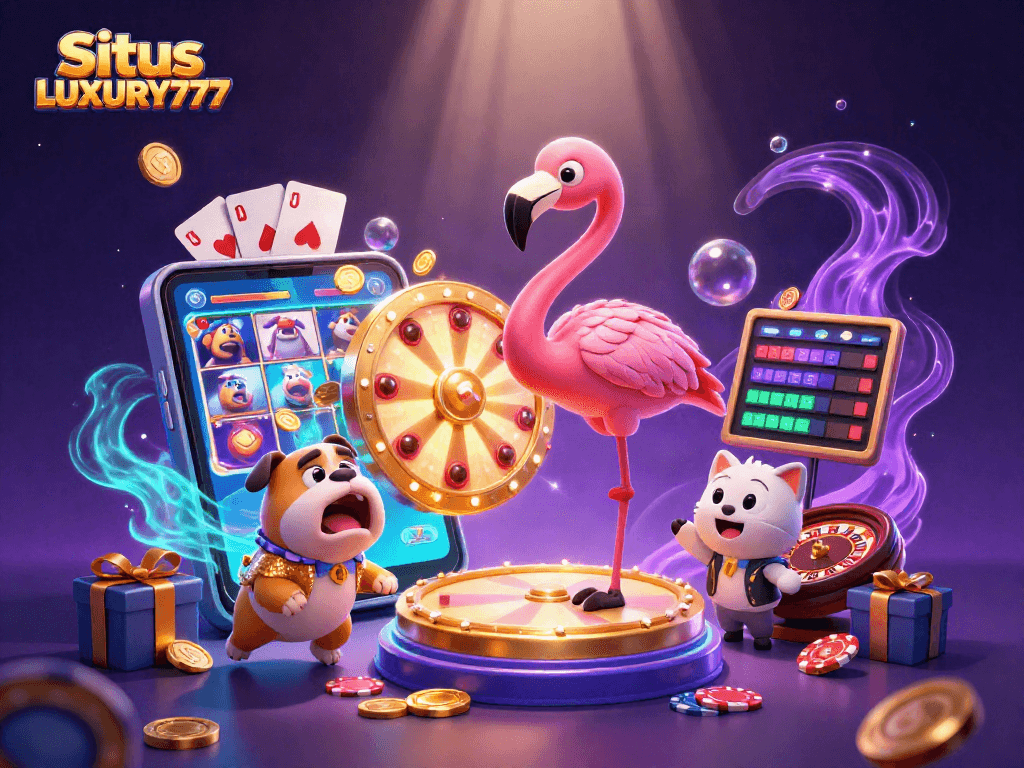 Situs LUXURY777 menarik hadiah di roda keberuntungan dengan suasana keceriaan dan keberuntungan.