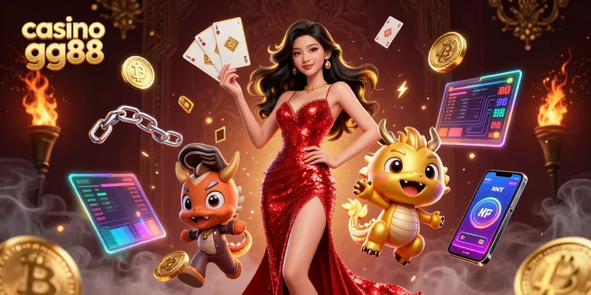 Experience the excitement of casino gg88 with an enchanting 3D scene featuring a confident Asian woman and a playful dragon.