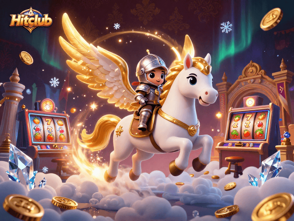 Engage with Hitclub's vibrant casino scene featuring a celestial horse and knight.