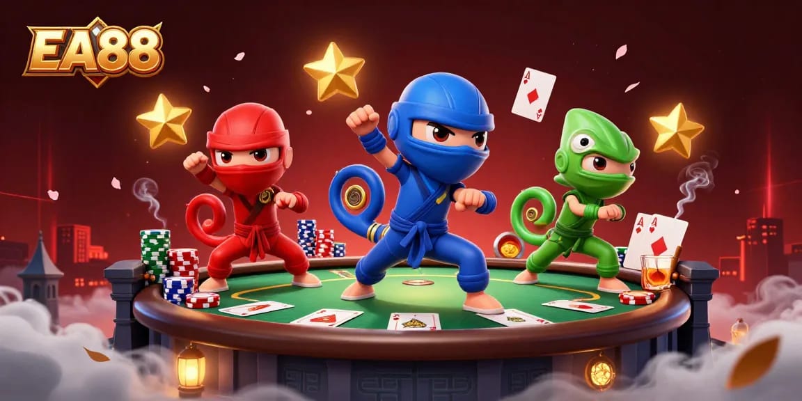 EA88 poker showdown with ninja chameleons showcasing casino fun and action