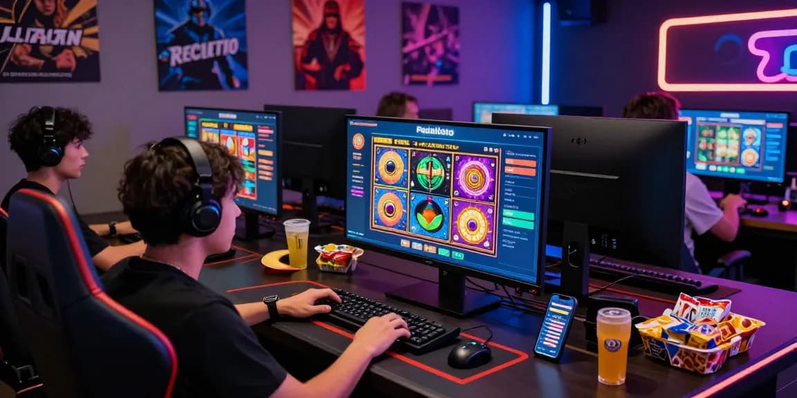 Pajaktoto online gaming atmosphere with colorful graphics and players engaged in slot games.