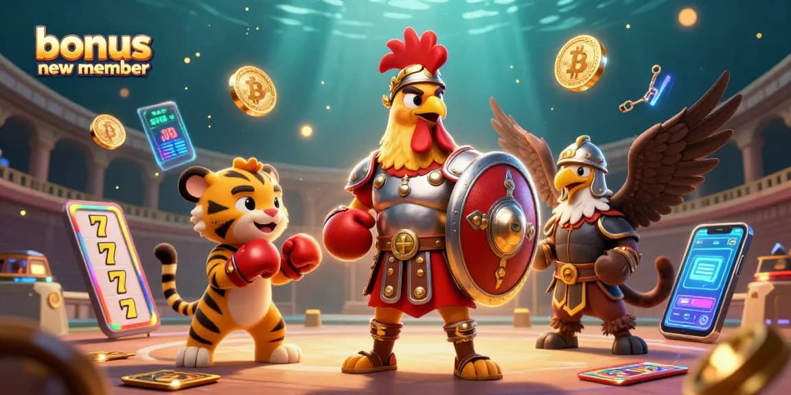 Experience the excitement of the bonus new member offer with dynamic slot game elements and vibrant characters.