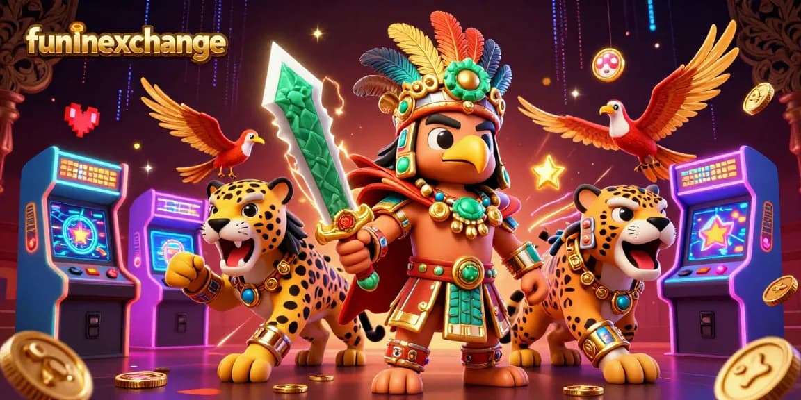 Experience funinexchange with this vibrant 3D casino illustration showcasing thrilling game elements and characters.