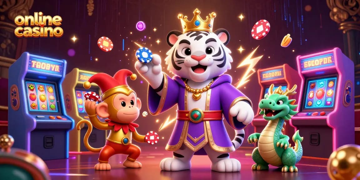 Experience immersive online casino action with vibrant characters in a dynamic 3D scene.