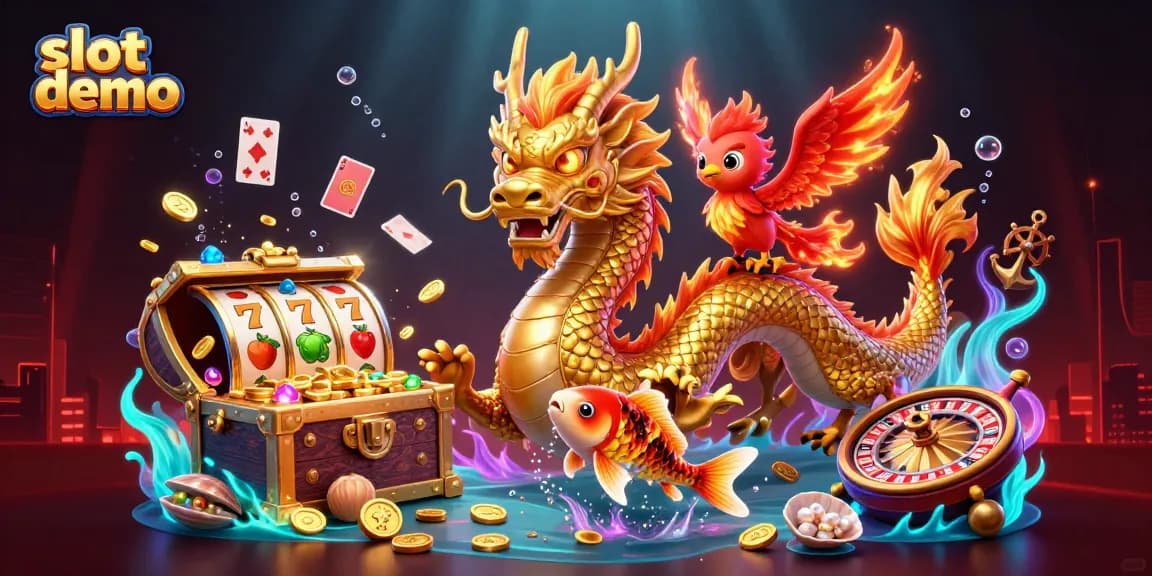 Play exciting slot demo games with vibrant symbols, golden coins, and exhilarating animations.