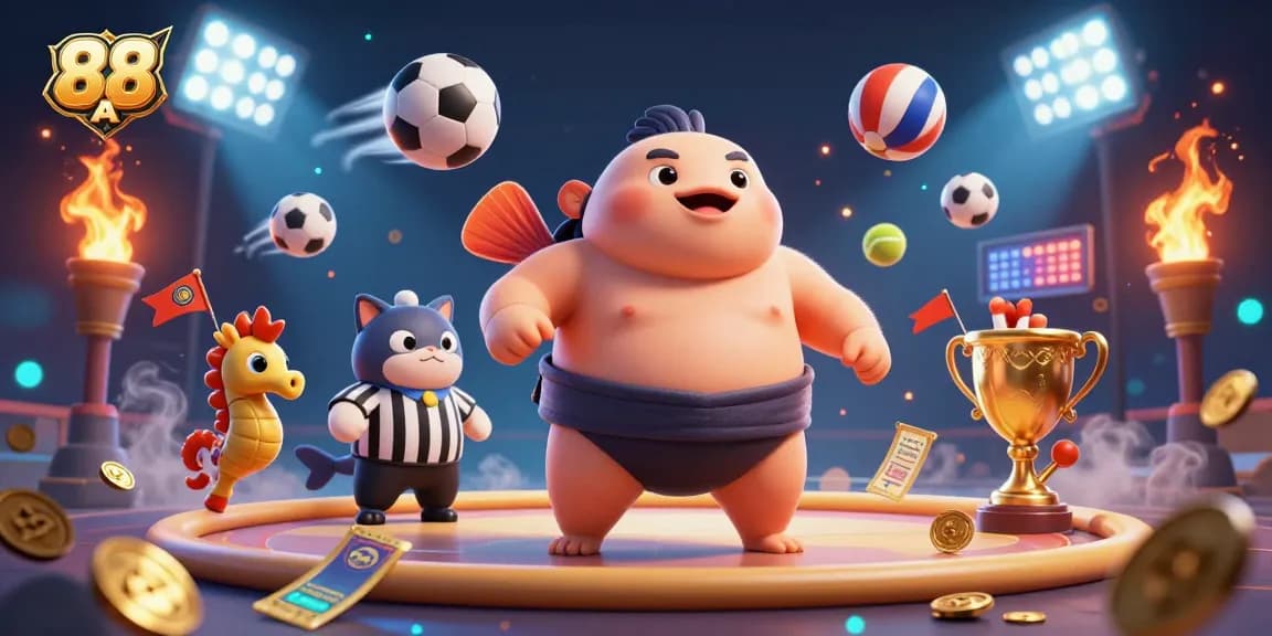 Challenging the odds with thrilling action at 88 AA casino, featuring dynamic game elements and vibrant characters.