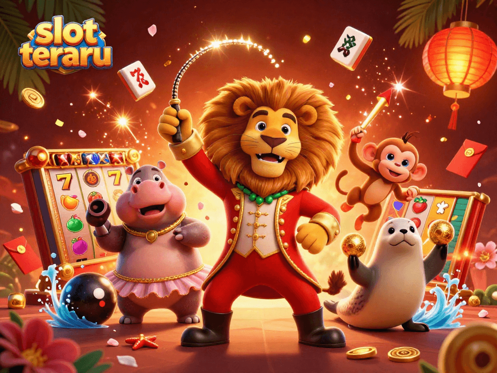 Experience thrilling slot terbaru games with colorful characters in a vibrant casino setting.
